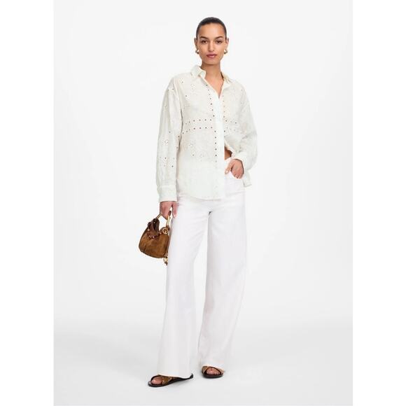 Madewell Embroidered Oversized Button Up Shirt US Women's L - Picture 1 of 7